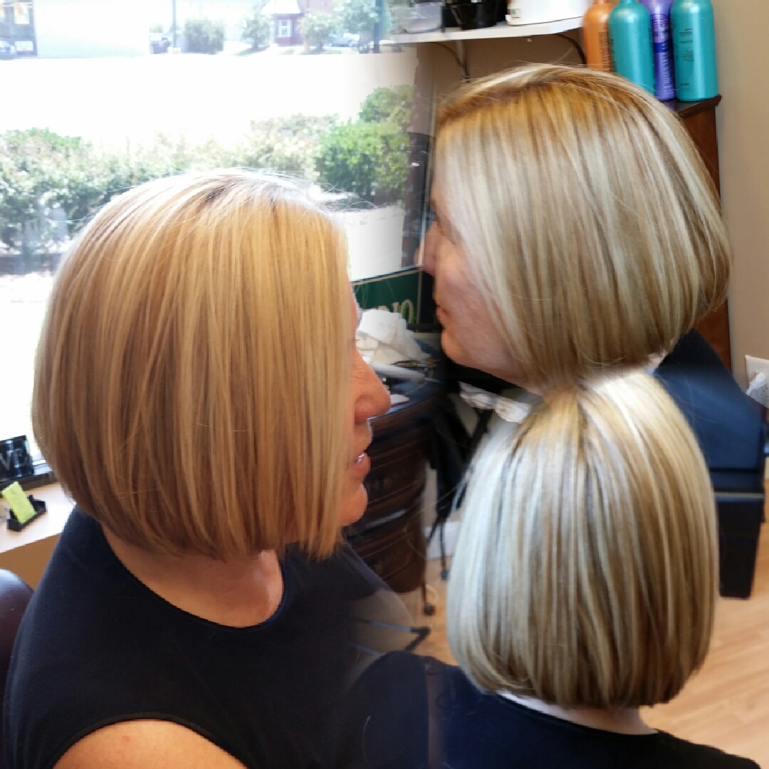 Two bobs with soft blonde highlights